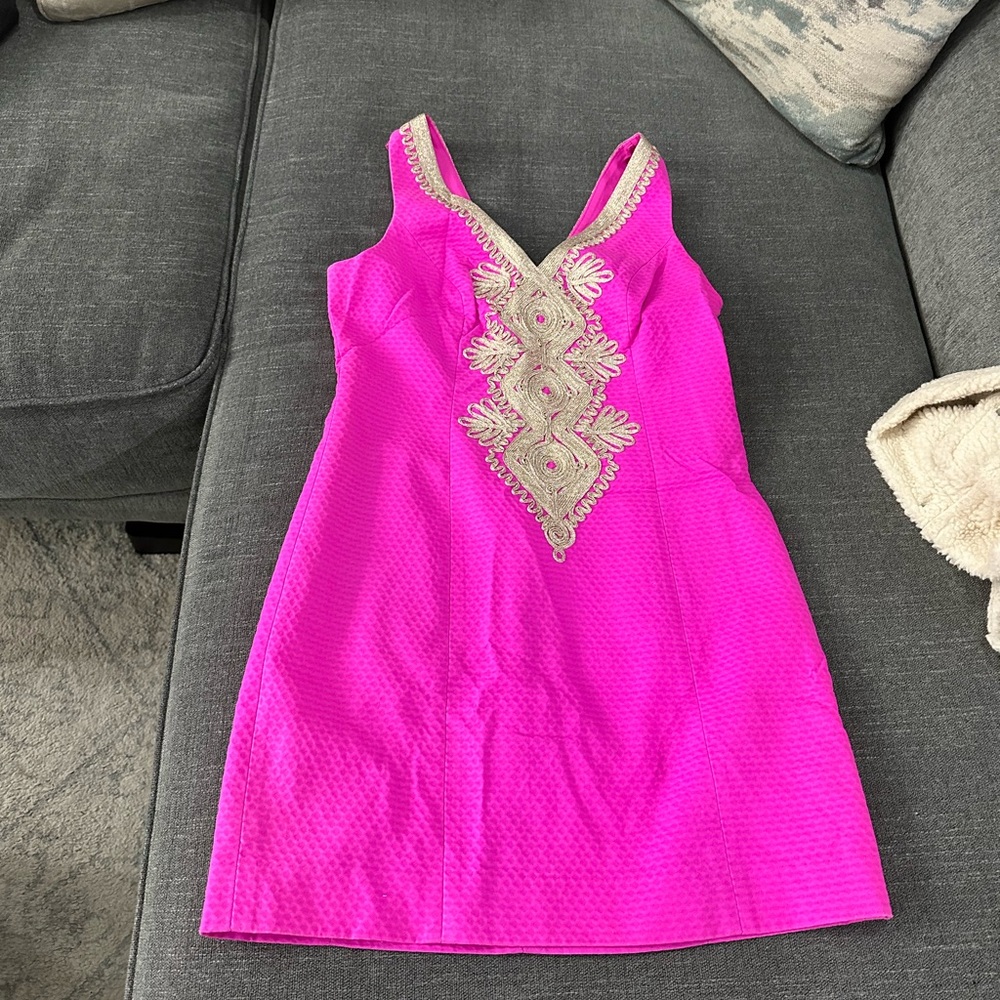 Lilly Pulitzer Shift Dress with Gold Details